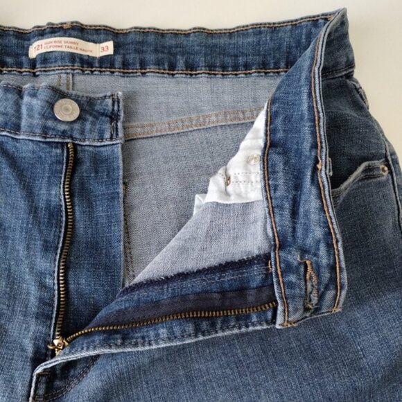 Levi's 721 Skinny Jeans Size 33 (34x29) Blue High Rise - Picture 4 of 14